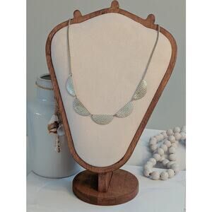 Vintage 2000s 18" Silver-Tone Hammered Metal Half-Moon Curb Link Chain Necklace